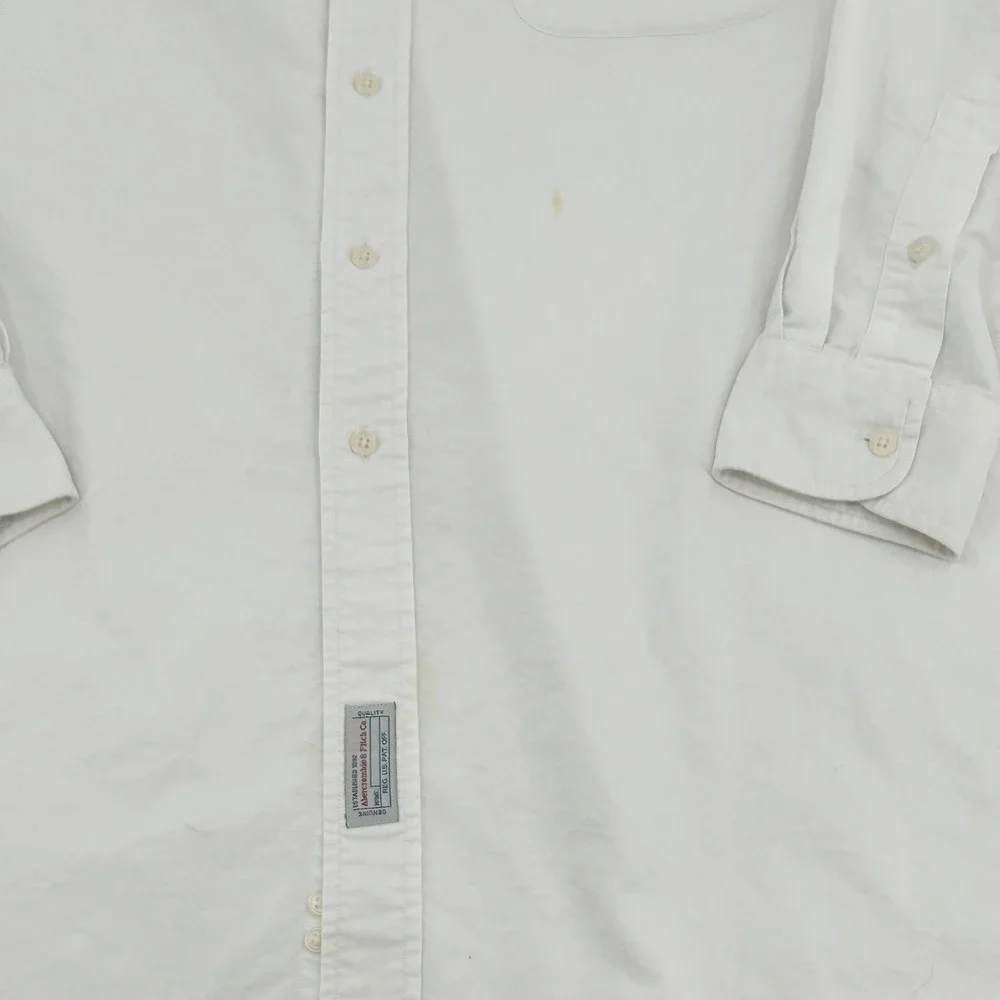 Abercrombie & Fitch Mens Button Down Shirt 16L White Thrashed Vintage Grunge - Picture 8 of 10